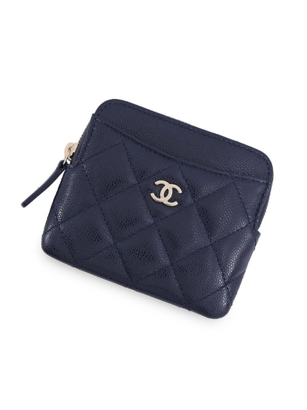 Chanel Coin Purse Quilted CC Logo Coral Red Caviar Leather